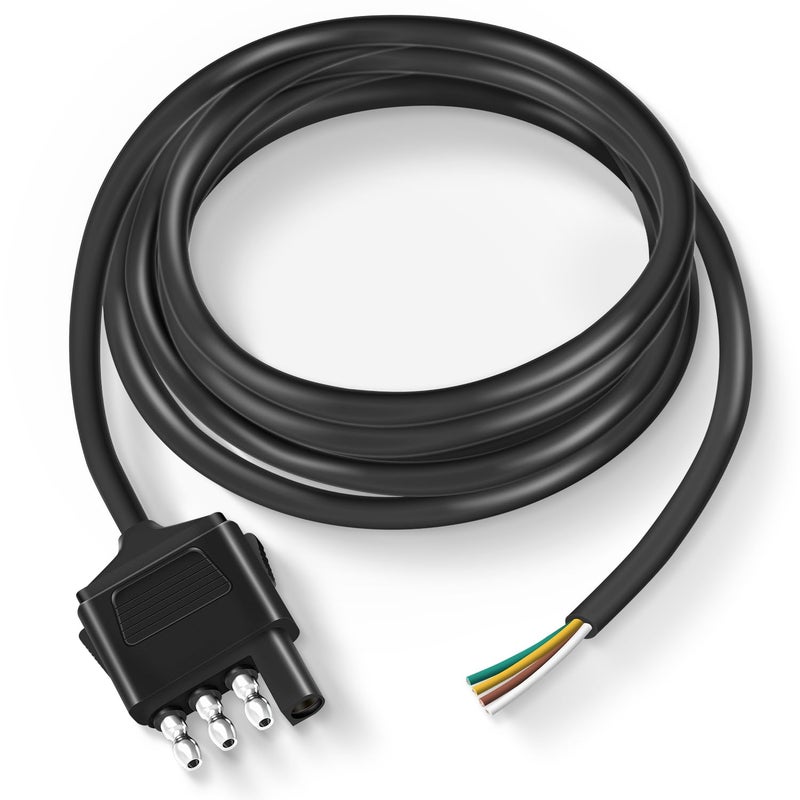 Nilight 4 Way Trailer End Connector 5 Feet Jacketed Cable Heavy Duty 18AWG 4 Pin Trailer Light Plug Pure Copper Trailer Side Male End Replacement 4 Flat Extension Wiring Harness 2 Years Warranty - Image 2