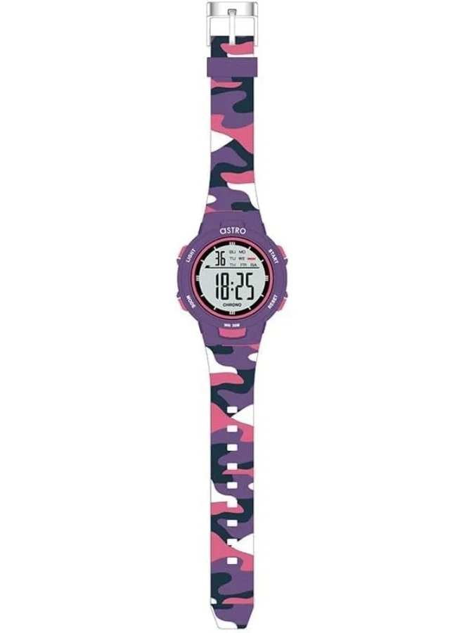 ASTRO Astro Kids Watch, Digital Display and Polyurethane Strap - A23915-PPVV, Purple Camo