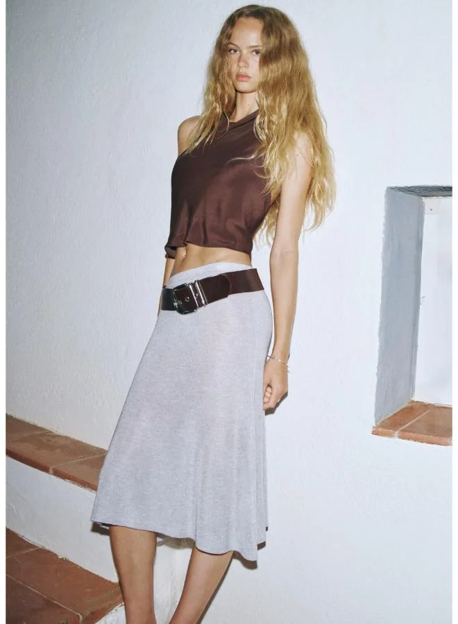 Mango 30-MARRON Draped Halter Crop Top for Women | Best Price UAE