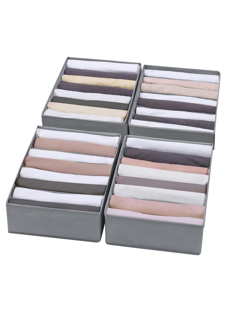 Generic Clothes Organizer Drawer, 9 Section Foldable Drawer Organizer with Handles, Closet Divider Box for Clothes Storage, Fabric Closet and Storage Basket for Shirts, Jeans, Underwear, Gray (4 Pieces)  - Image 1