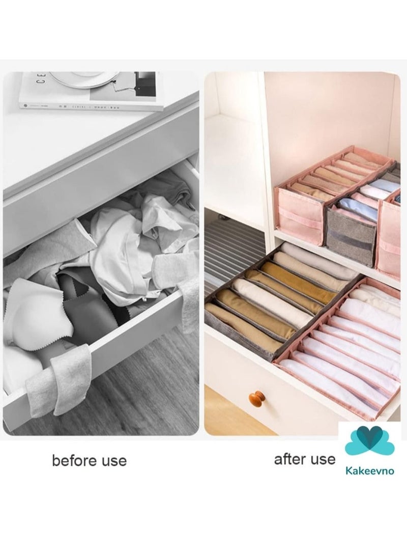 Generic Clothes Organizer Drawer, 9 Section Foldable Drawer Organizer with Handles, Closet Divider Box for Clothes Storage, Fabric Closet and Storage Basket for Shirts, Jeans, Underwear, Gray (4 Pieces)  - Image 2