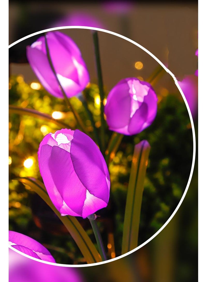 1 PCS Solar Outdoor Lights Courtyard Decorative Waterproof Tulip Lights Garden Villa Plug-in Lawn Lights Outdoor Plug-in Lights Purple - Image 2