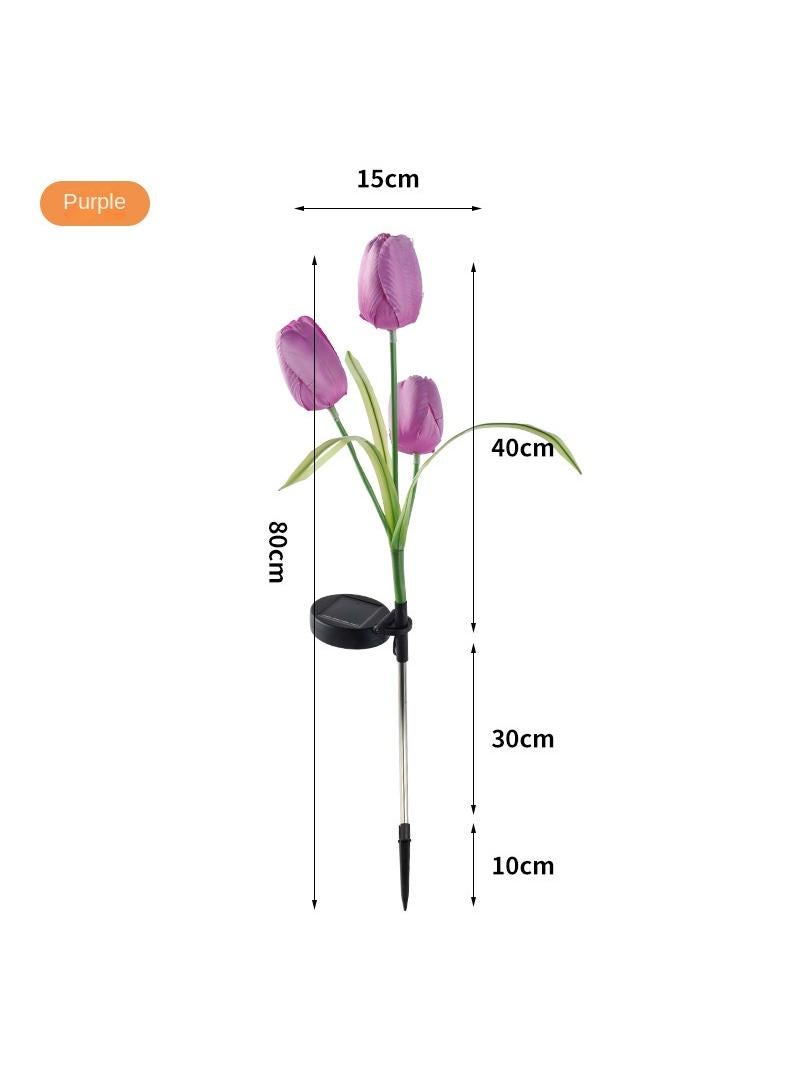 1 PCS Solar Outdoor Lights Courtyard Decorative Waterproof Tulip Lights Garden Villa Plug-in Lawn Lights Outdoor Plug-in Lights Purple - Image 1