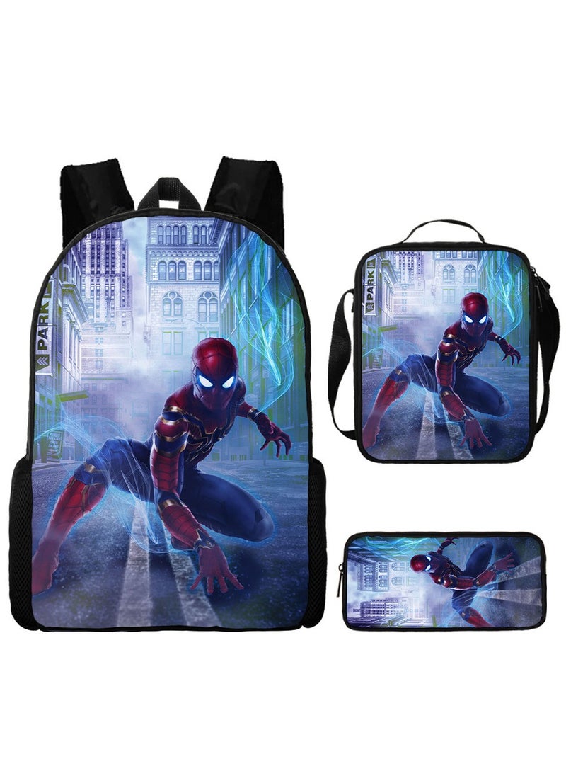 Spider-Man Spiderman Three-Piece Cartoon Backpack For Primary School Students 29*42*16cm 