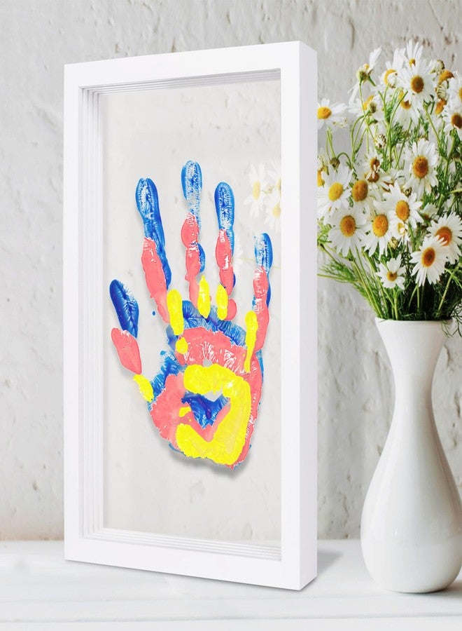 IvyWind Family Handprint Kit, DIY Hand and Footprint Kit Wooden Frame, Handmake Craft Keepsake- 6 Colors Non-Toxic Paint, Gifts for New Mom, New Parents, Mother's Day, Home Decor (White) - Image 1