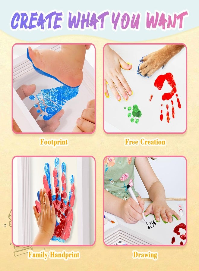 IvyWind Family Handprint Kit, DIY Hand and Footprint Kit Wooden Frame, Handmake Craft Keepsake- 6 Colors Non-Toxic Paint, Gifts for New Mom, New Parents, Mother's Day, Home Decor (White) - Image 4