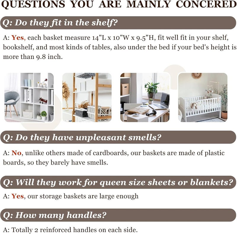 Criusia 4 Pack Large Closet Storage Baskets Bins for Shelves | Fabric Closet Organizers and Storage with Handles Home Organization | Decorative Collapsible Baskets for Organizing Clothes Toy Nursery 14"x10" - Image 3