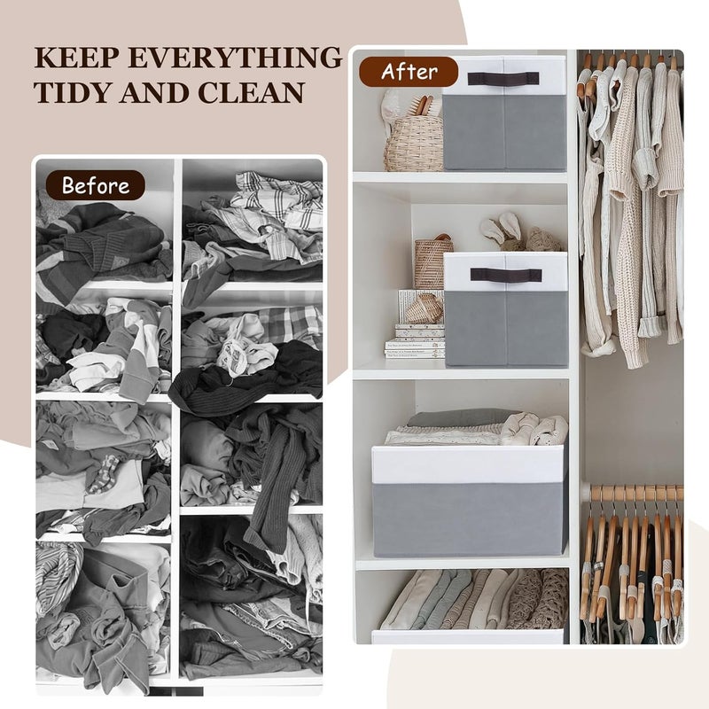 Criusia 4 Pack Large Closet Storage Baskets Bins for Shelves | Fabric Closet Organizers and Storage with Handles Home Organization | Decorative Collapsible Baskets for Organizing Clothes Toy Nursery 14"x10" - Image 5