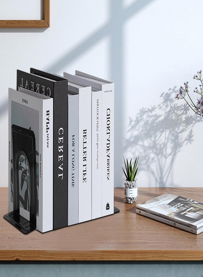 Loccmat 14 PCS/7 Pair Metal Bookends - Heavy Duty, Non-Skid, Black Book Stops for Heavy Books/Movies/CDs - Office/Home - 6.5 x 4.9 x 5.7in - Image 5