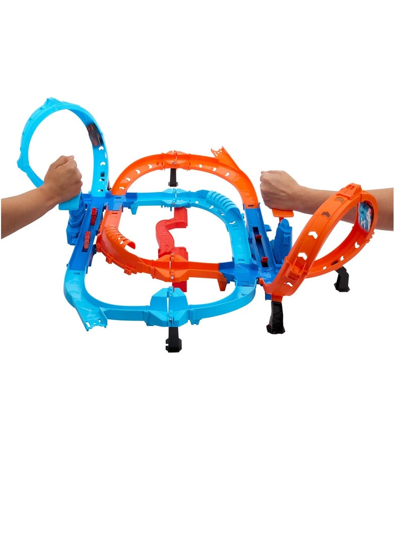 Hot Wheels Hot Wheels Toy Car Trackset, Ultra Hots Fast Competition Start with 2 Vehicles in 1:64 Scale, Head-to-Head Racing and Stunts, 2 Manual Starters, HXR71  - Image 4