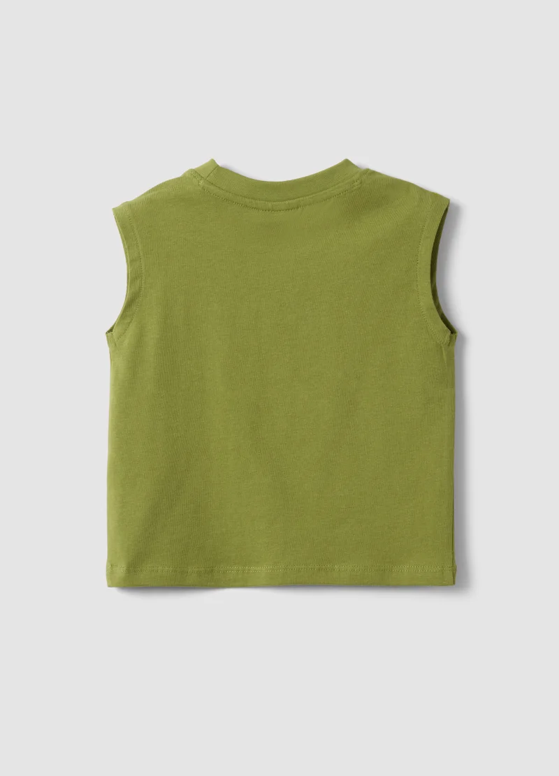 او في اس OVS Green Pure Cotton Children'S Vest Regular Fit With Pocket