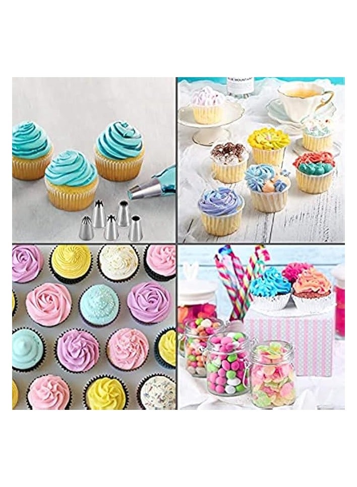 Green Tiger 5 pcs/set Large Piping Set,Stainless Steel Decoration Set Nozzles Tip,Pastry Cake Decorating Baking Tools For Cupcakes Cakes Cookies Decorating(Silver) - Image 2
