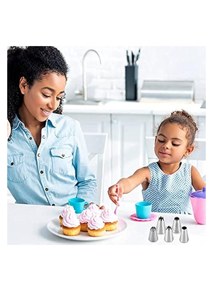 Green Tiger 5 pcs/set Large Piping Set,Stainless Steel Decoration Set Nozzles Tip,Pastry Cake Decorating Baking Tools For Cupcakes Cakes Cookies Decorating(Silver) - Image 4