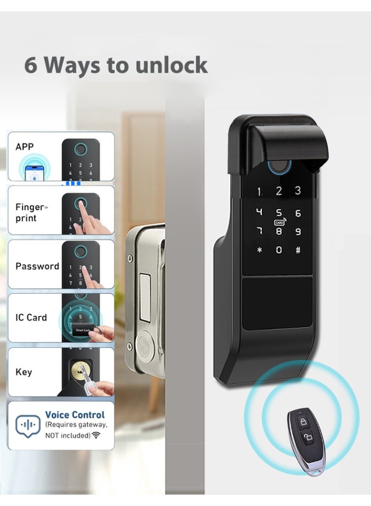 إس كولور قفل أبواب ذكي خارجي، قفل بلوتوث مقاوم للعوامل الجوية، جهاز تحكم عن بُعد TTlock متضمن - دخول بالبصمة، كود سري، فتح عن بُعد من خلال التطبيق، 3 مفاتيح، 2 بطاقة ذكية، مناسب للأبواب من 10 لـ 85 مم (تطبيق TTLOCK) - Image 2