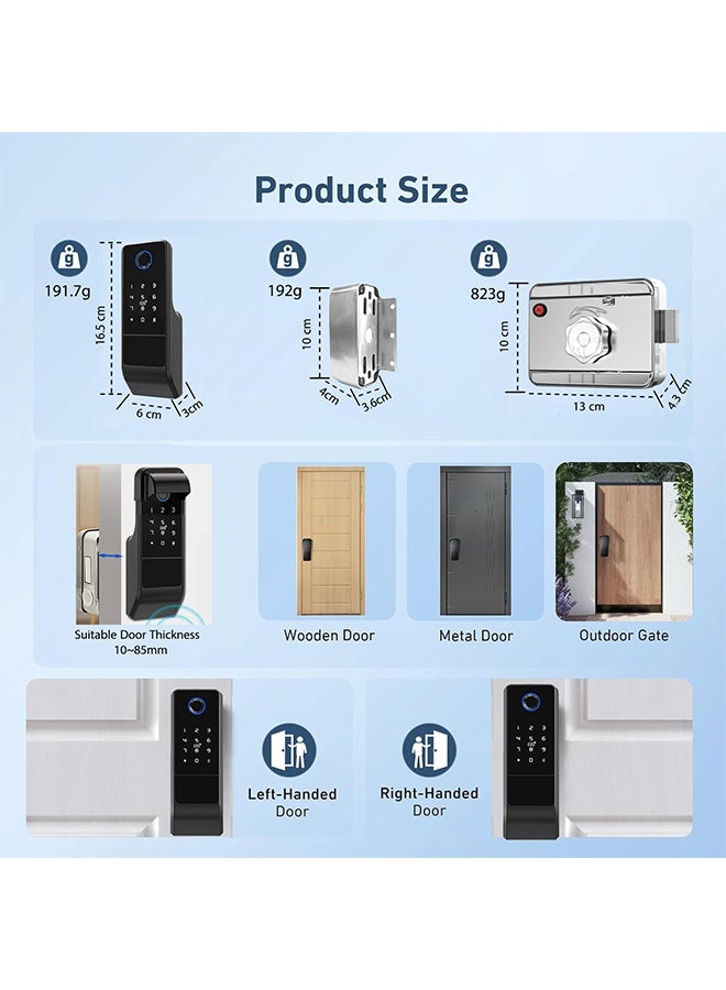 إس كولور قفل أبواب ذكي خارجي، قفل بلوتوث مقاوم للعوامل الجوية، جهاز تحكم عن بُعد TTlock متضمن - دخول بالبصمة، كود سري، فتح عن بُعد من خلال التطبيق، 3 مفاتيح، 2 بطاقة ذكية، مناسب للأبواب من 10 لـ 85 مم (تطبيق TTLOCK) - Image 3