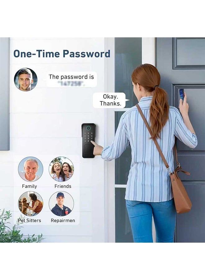 إس كولور قفل أبواب ذكي خارجي، قفل بلوتوث مقاوم للعوامل الجوية، جهاز تحكم عن بُعد TTlock متضمن - دخول بالبصمة، كود سري، فتح عن بُعد من خلال التطبيق، 3 مفاتيح، 2 بطاقة ذكية، مناسب للأبواب من 10 لـ 85 مم (تطبيق TTLOCK) - Image 5