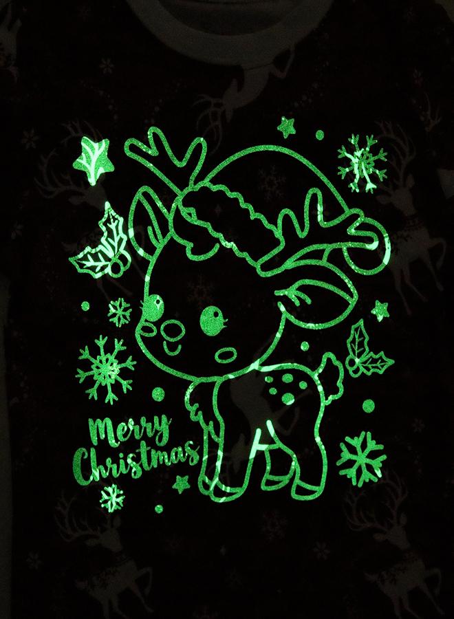babyqlo Unisex Red Reindeer Glow Christmas Pajama Set - Image 3