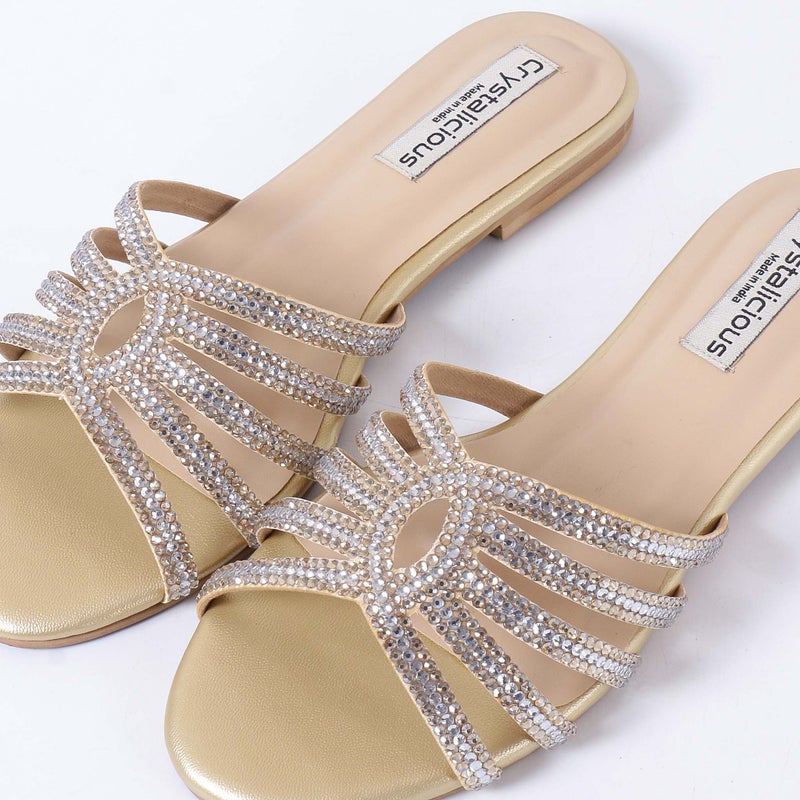Crystalicious Warm Handcrafted by Artisans Rhinestone Women Flats Luxurious Comfort For All-Day Wear - Image 2