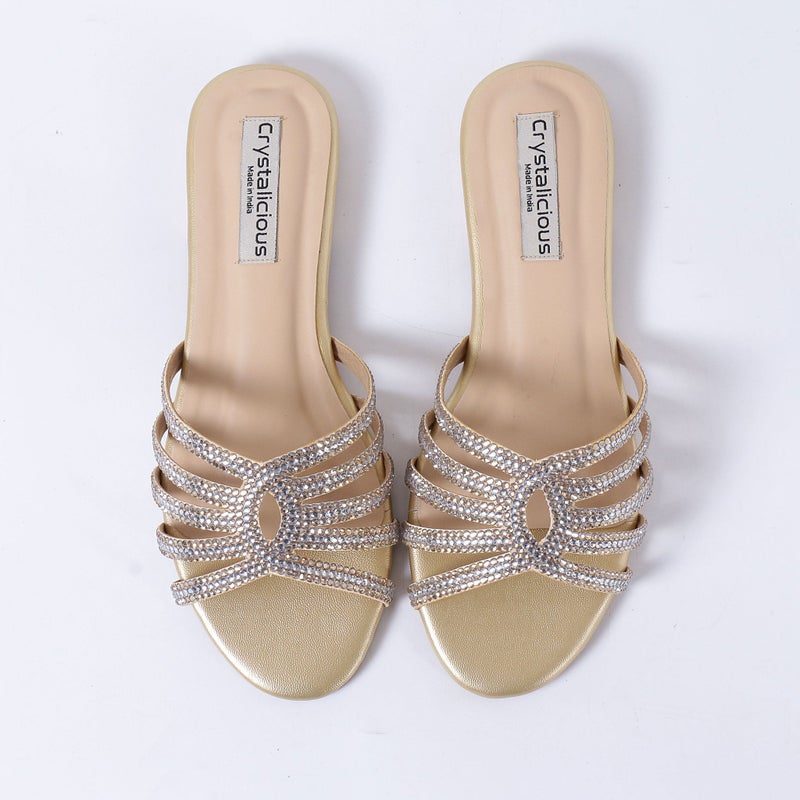Crystalicious Warm Handcrafted by Artisans Rhinestone Women Flats Luxurious Comfort For All-Day Wear - Image 1