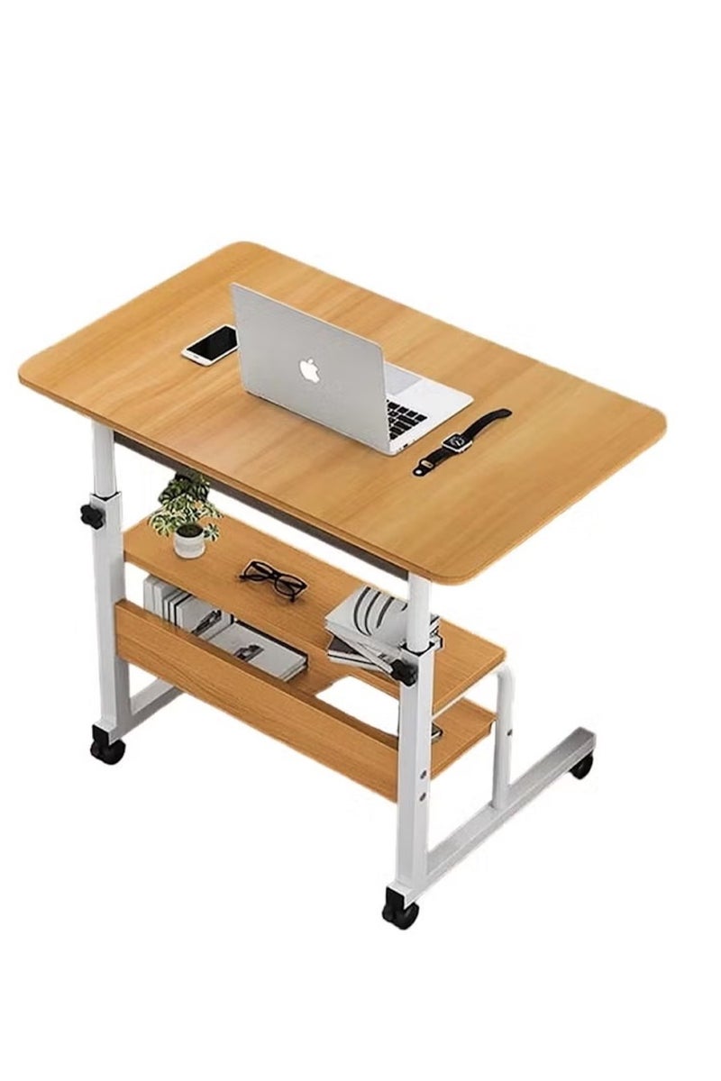 Huitich Multi-Tier Laptop Desk with Lockable Wheels – Beige Colors - Image 1