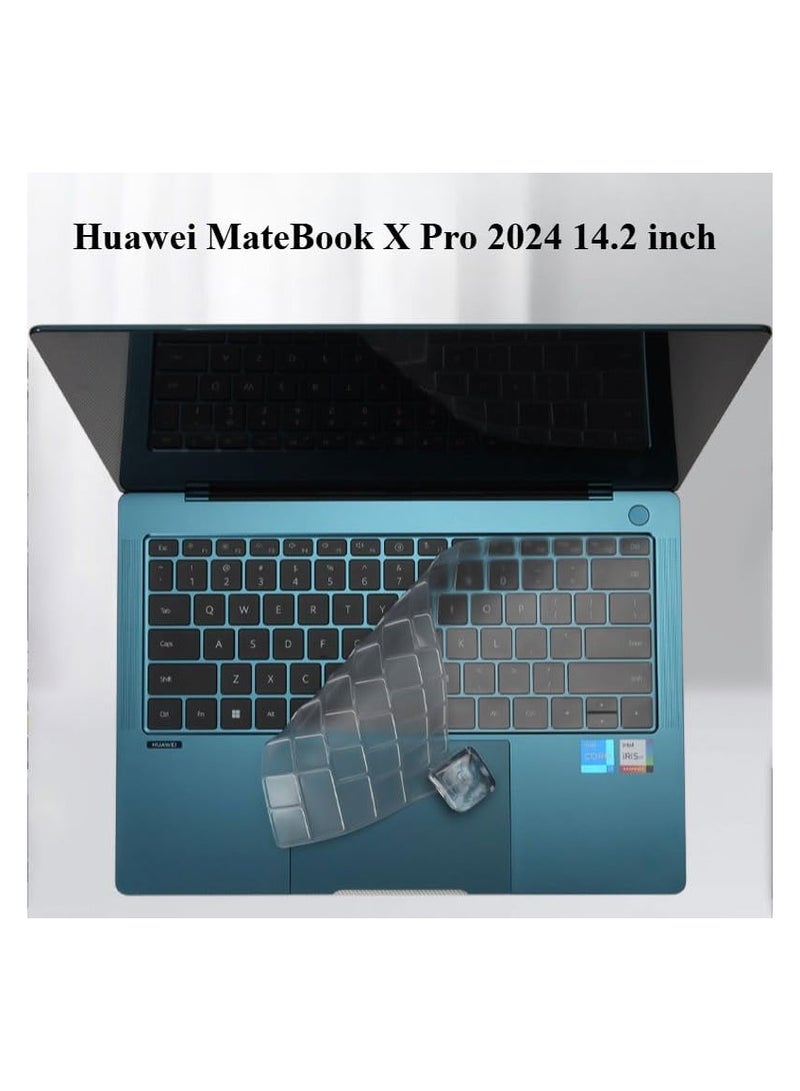 عام حماية لوحة المفاتيح المكونة من 4 قطع متوافقة مع Huawei MateBook X Pro 2024 14.2 بوصة، غطاء سيليكون TPU لوحة مفاتيح الكمبيوتر المحمول. - Image 2