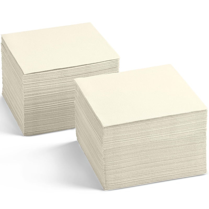Servietto Disposable Linen-Feel Cocktail Napkins  200-Pack 5"" x 5"" CHAMPAGNE Paper Beverage Napkins For Bar  Restaurant And Caf?  Dessert Napkins For Party  Wedding Or Event - Image 1
