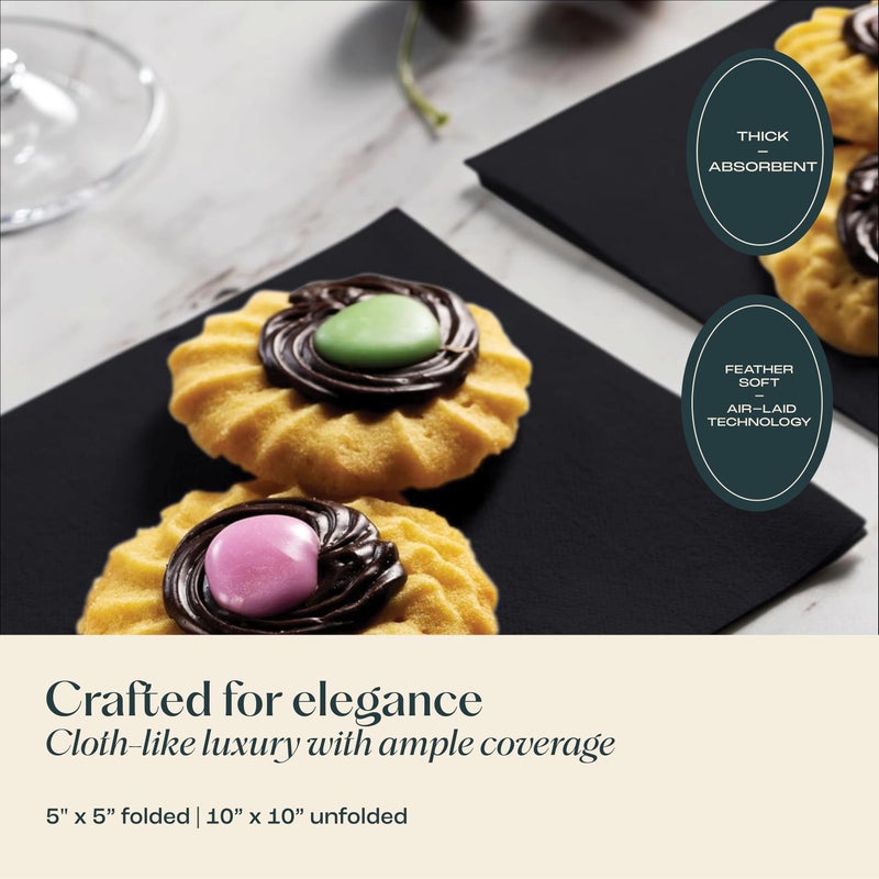 Servietto Disposable Linen-Feel Cocktail Napkins  200-Pack 5"" x 5"" CHAMPAGNE Paper Beverage Napkins For Bar  Restaurant And Caf?  Dessert Napkins For Party  Wedding Or Event - Image 3