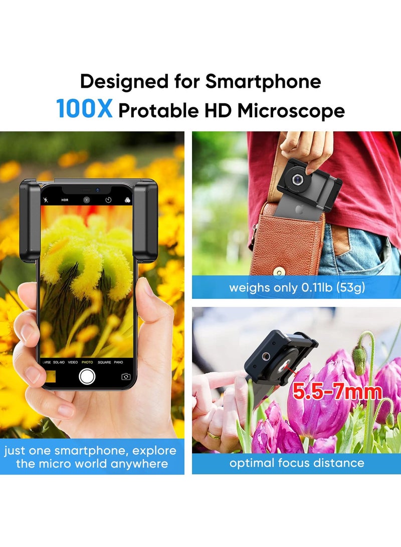 SYOSI Phone Macro Lens, 100X Microscope for Android/iPhone Micro Camera with LED Light CPL Handheld Pocket, Compatible with Smartphone Accessories Macro Focus Glass (Fits for Almost All Phone) - Image 4