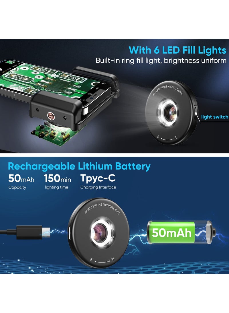 SYOSI Phone Macro Lens, 100X Microscope for Android/iPhone Micro Camera with LED Light CPL Handheld Pocket, Compatible with Smartphone Accessories Macro Focus Glass (Fits for Almost All Phone) - Image 5
