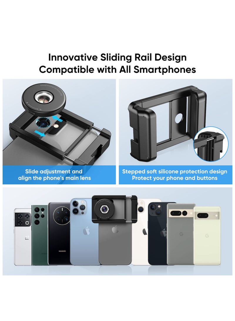 SYOSI Phone Macro Lens, 100X Microscope for Android/iPhone Micro Camera with LED Light CPL Handheld Pocket, Compatible with Smartphone Accessories Macro Focus Glass (Fits for Almost All Phone) - Image 2