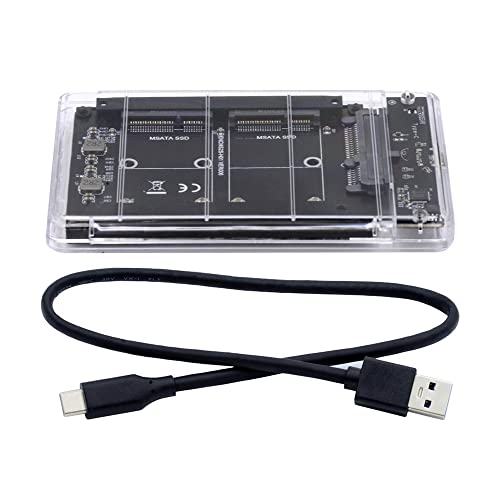 Xiwai Dual MSATA MiniSATA SSD Card JBOD Raid0 Span Bridge to USB30 TypeC USBC 25inch SATA Combo Enclosure - Image 3