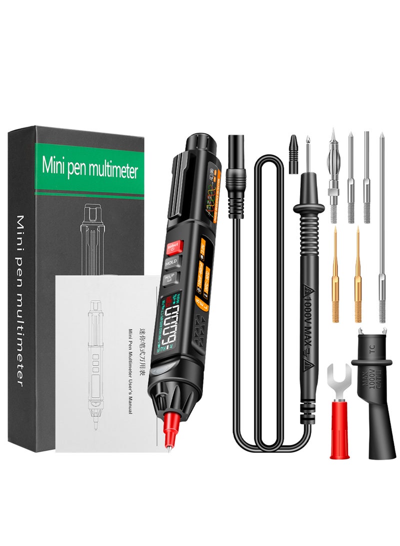 Mini Pen Multimeter with Voice Broadcast, 6000 Counts LCD Display, Flashlight, NCV Tester for Voltage Resistance Capacitance Temperature, On/Off Diode Phase Sequence Measurement - A3009 Voltmeter VA - Image 1