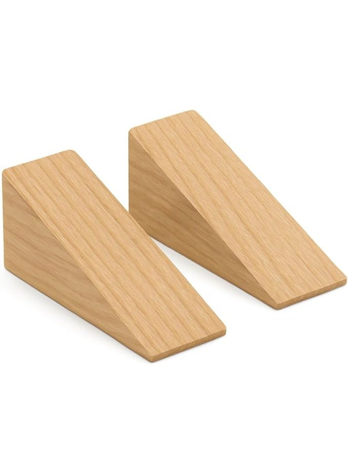 مجموعة من 2 إسفين باب خشبي صغير متين – مقاس 112 × 35 × 45 مم | مانع انغلاق الأبواب للاستخدام المنزلي والمكتبي - Image 1