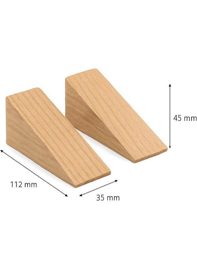 مجموعة من 2 إسفين باب خشبي صغير متين – مقاس 112 × 35 × 45 مم | مانع انغلاق الأبواب للاستخدام المنزلي والمكتبي - Image 2