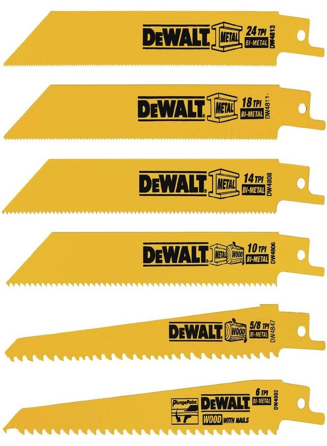 DEWALT Reciprocating Saw Blade Set for Metal and Woodcutting, 6 Piece (DW4856) - Image 1