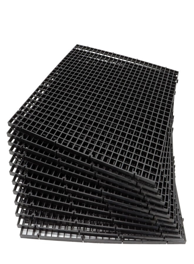 ALEGI 12 Pcs Aquarium Fish Tank Divider Plastic Egg Crate Aquarium Filter Bottom Tray Grid Isolation Board Partition Net Pane Separator (L 12pcs Black) - Image 1