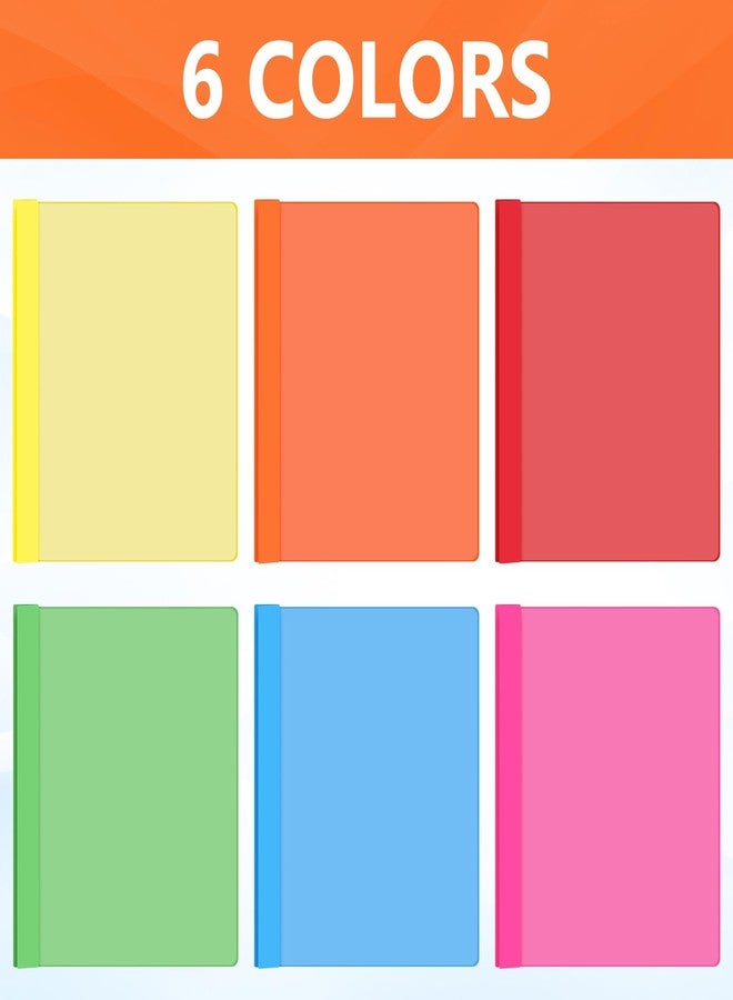 Feifeiya 48 Pack Plastic Report Covers with 3 Prongs Presentation Folders Bulk, 100 Sheet Capacity, Clear Front Report Covers for Presentation Document Paper School Office Supplies (Bright Colors) - Image 3
