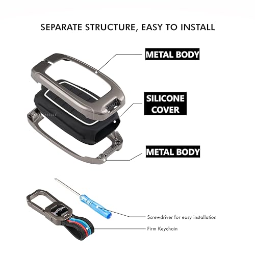 SHOPOFLUX Metal Key Cover Compatible with Kia Seltos | Sonet | Carens 4 Button Smart Key (Black) (Pack 1) - Image 4