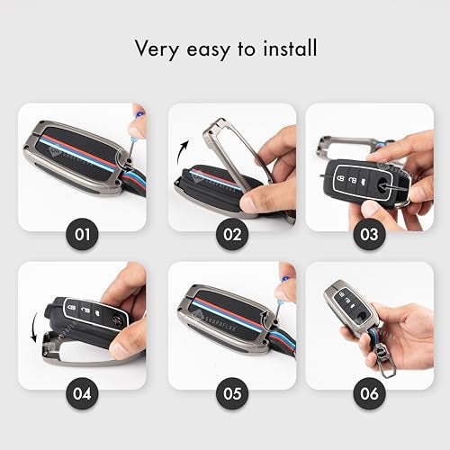 SHOPOFLUX Metal Key Cover Compatible with Kia Seltos | Sonet | Carens 4 Button Smart Key (Black) (Pack 1) - Image 5