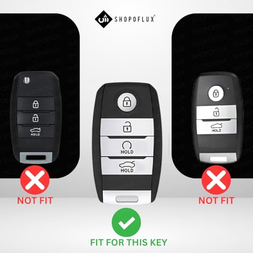 SHOPOFLUX Metal Key Cover Compatible with Kia Seltos | Sonet | Carens 4 Button Smart Key (Black) (Pack 1) - Image 2