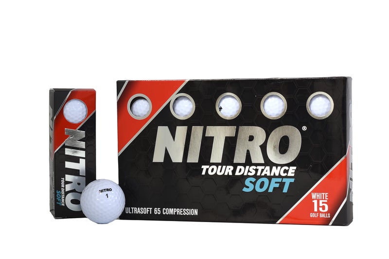 Nitro Tour Distance Soft 15 Pack - White Golf Balls - Image 1