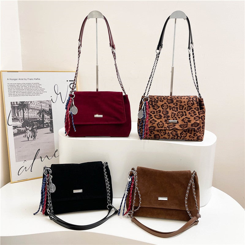 Vintage Leopard Print Commuter Tote Bag Women'S Large Capacity Fashionable Chain Shoulder Underarm Bag - Image 5
