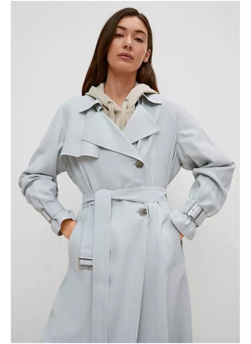 DubaiGallery - Women Trench Coats Trench Elegant Coat With Belt Autumn Winter Double Breasted Solid Cloak Korean Style Windbreaker Middle Long - Image 1