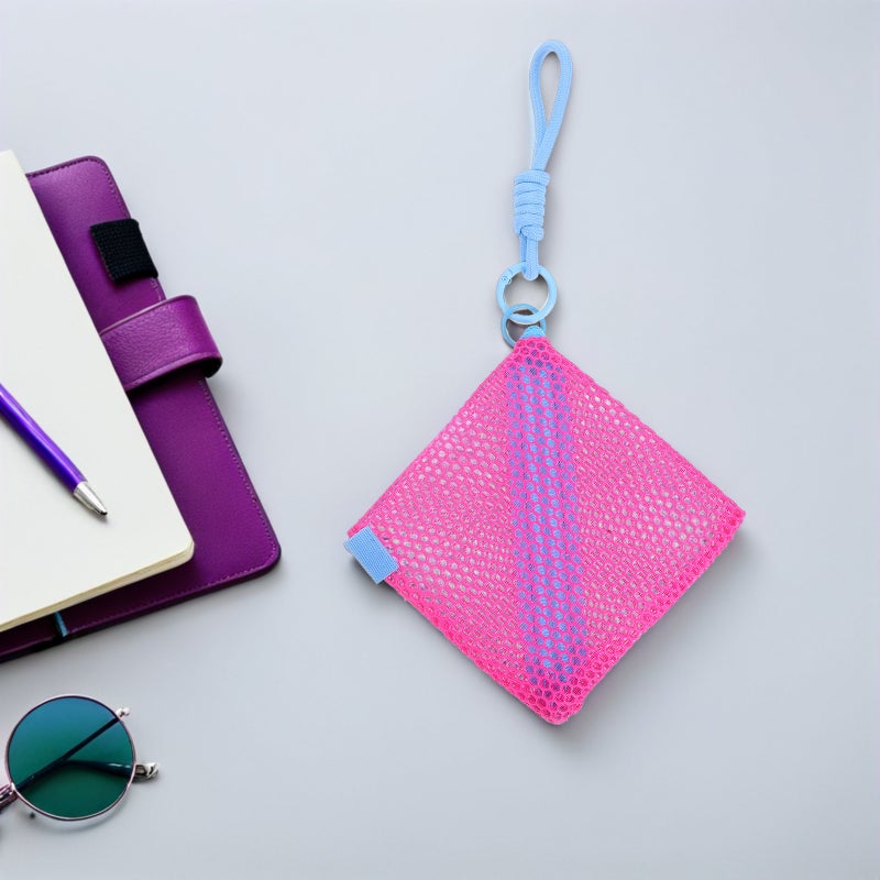 3pcs Purse Portable Small Purse Mesh Wallet with Zipper Travel Storage Pouch for Makeup Cosmetics Lipsticks Headphones - Image 3