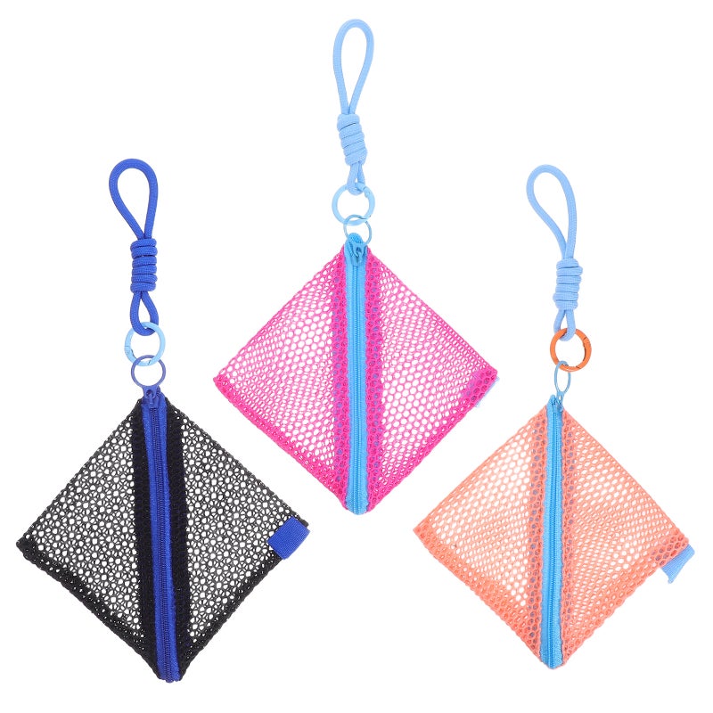 3pcs Purse Portable Small Purse Mesh Wallet with Zipper Travel Storage Pouch for Makeup Cosmetics Lipsticks Headphones - Image 1