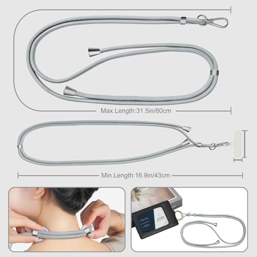 Meliya Phone Lanyard for Phone Case Adjustable Phone Strap Set for All Phone Case Universal Phone Neck Strap and Wrist Strap for Phone, Not Includes Phone Case(Grey) - Image 3
