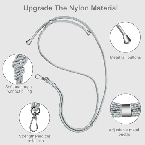 Meliya Phone Lanyard for Phone Case Adjustable Phone Strap Set for All Phone Case Universal Phone Neck Strap and Wrist Strap for Phone, Not Includes Phone Case(Grey) - Image 2