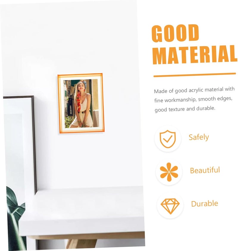 klarako 2pcs Transparent Panel Holder Display Household Hanging Mount Poster Floating Double Award Photos Freestanding Picture Clear Bedroom Frame Home Acrylic Artwork Family Multi-use - Image 4