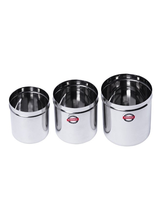 EMBASSY Stainless Steel Deep Dabba/Canister - Set of 3 (300/450/750 ml; Sizes 7-9, Small) - Image 2