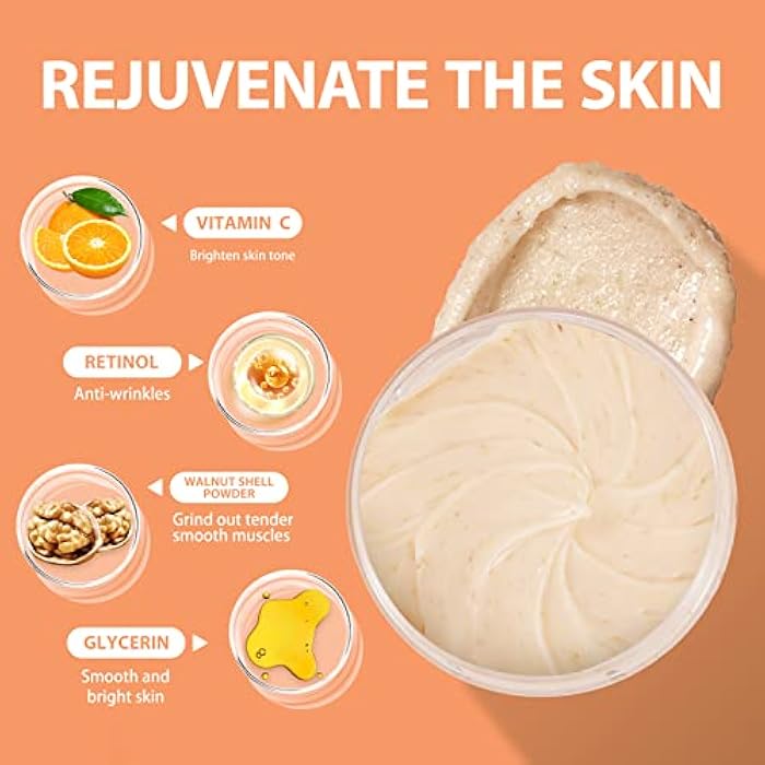YAFUSIPE Vitamin C and Retinol Facial Scrub Face Scrubs Exfoliating Face Wash Vitamin C Facial Body Scrub Microdermabrasion Exfoliator for Blackhead Ingrown Hair KP Bump Eraser Exfoliant 3.5OZ - Image 5